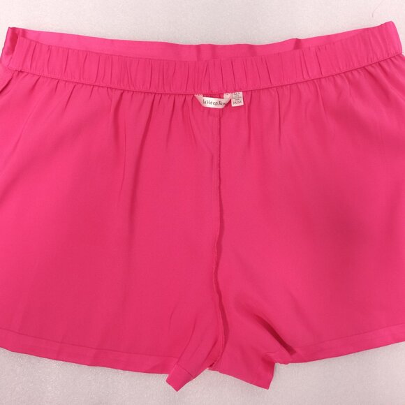 La Vie en Rose Women's Satin Lingerie Shorts Fuchsia Sz M Night Lounge Shorts - Picture 4 of 9